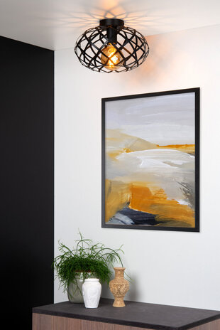 Lucide WOLFRAM - Deckenleuchte - Ø 30 cm - 1xE27 - Schwarz