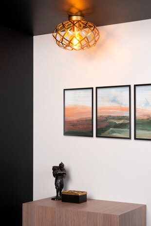 Lucide WOLFRAM - Deckenleuchte - Ø 30 cm - 1xE27 - Matt Gold / Messing