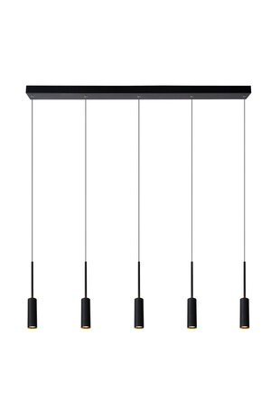 Lucide TUBULE - Hängeleuchte - LED - 5x7W 2700K - Schwarz Lucide TUBULE - Hängeleuchte - LED - 5x7W 2700K - Schwarz