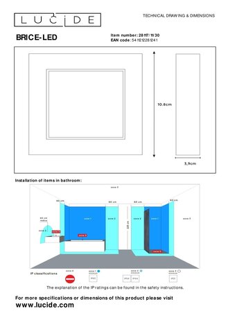 Lucide BRICE-LED - Deckenleuchte Bad - LED Dimb. - 1x8W 3000K - IP44 - Schwarz Lucide BRICE-LED - Deckenleuchte Bad - LED Dimb. - 1x8W 3000K - IP44 - Schwarz