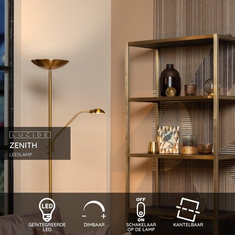 Lucide ZENITH - Leseleuchte - LED Dimb. - 3000K - Mattes Gold / Messing Lucide ZENITH - Leseleuchte - LED Dimb. - 3000K - Mattes Gold / Messing