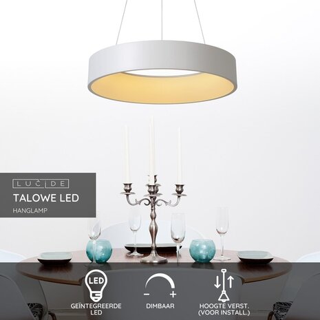 Lucide TALOWE LED - Hängeleuchte - Ø 60 cm - LED Dimb. - 1x39W 3000K - Weiß Lucide TALOWE LED - Hängeleuchte - Ø 60 cm - LED Dimb. - 1x39W 3000K - Weiß