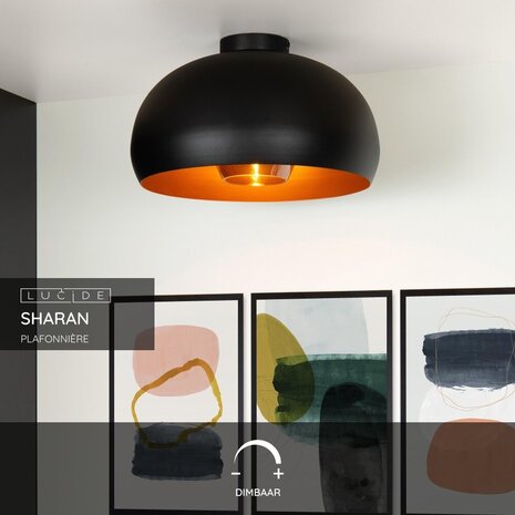 Lucide SHARAN - Deckenleuchte - Ø 38 cm - 1xE27 - Schwarz Lucide SHARAN - Deckenleuchte - Ø 38 cm - 1xE27 - Schwarz