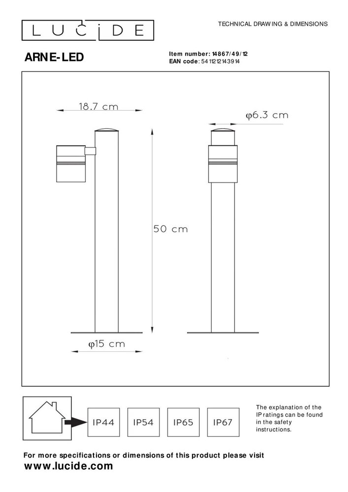 Lucide ARNE-LED - Sockelleuchte - Ø 6,3 cm - LED - GU10 - 1x5W 2700K - IP44 - Mattchrom Lucide ARNE-LED - Sockelleuchte - Ø 6,3 cm - LED - GU10 - 1x5W 2700K - IP44 - Mattchrom