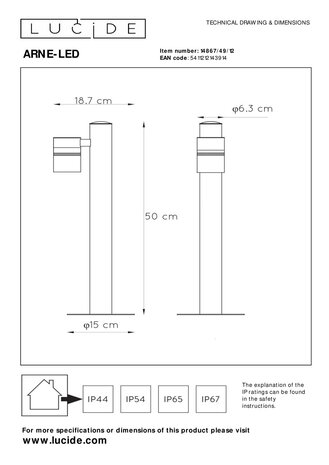 Lucide ARNE-LED - Sockelleuchte - Ø 6,3 cm - LED - GU10 - 1x5W 2700K - IP44 - Mattchrom Lucide ARNE-LED - Sockelleuchte - Ø 6,3 cm - LED - GU10 - 1x5W 2700K - IP44 - Mattchrom