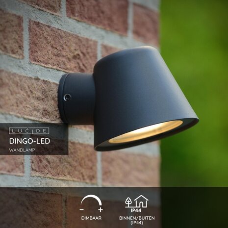 Lucide DINGO-LED - Wandleuchte Innen/Außen - LED Dimb. - GU10 - 1x5W 3000K - IP44 - Anthrazit Lucide DINGO-LED - Wandleuchte Innen/Außen - LED Dimb. - GU10 - 1x5W 3000K - IP44 - Anthrazit