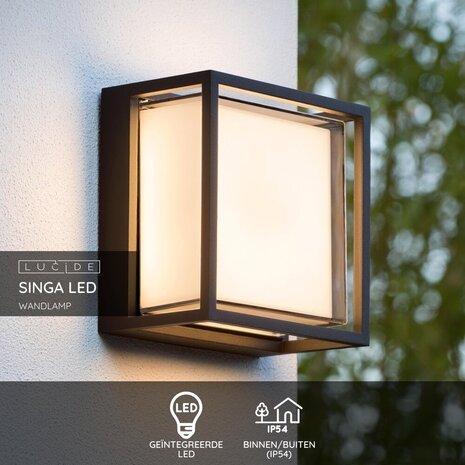 Lucide SINGA LED - Wandleuchte Innen/Außen - LED - 1x10W 3000K - IP54 - Schwarz Lucide SINGA LED - Wandleuchte Innen/Außen - LED - 1x10W 3000K - IP54 - Schwarz