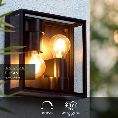 Lucide DUKAN - Deckenleuchte Indoor/Outdoor - 2xE27 - IP65 - Schwarz Lucide DUKAN - Deckenleuchte Indoor/Outdoor - 2xE27 - IP65 - Schwarz