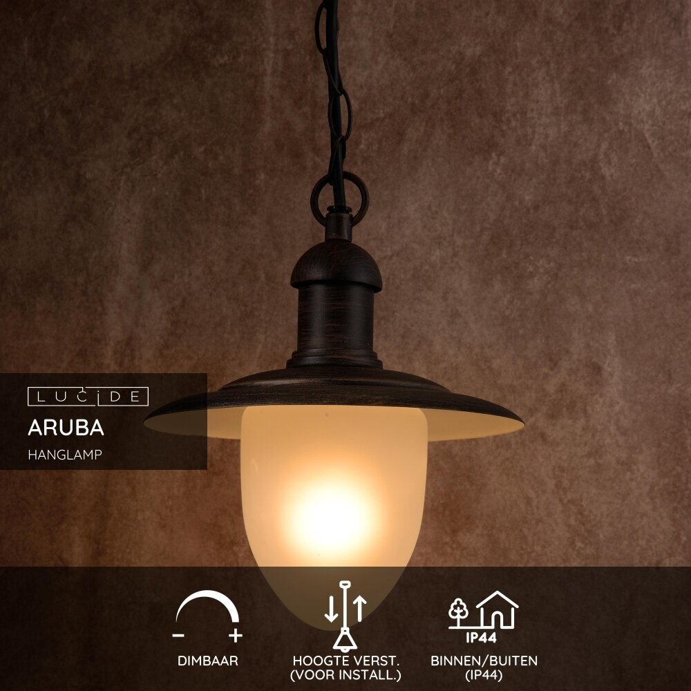 Lucide ARUBA - Hängeleuchte Innen/Außen - Ø 25 cm - 1xE27 - IP44 - Rostbraun Lucide ARUBA - Hängeleuchte Innen/Außen - Ø 25 cm - 1xE27 - IP44 - Rostbraun