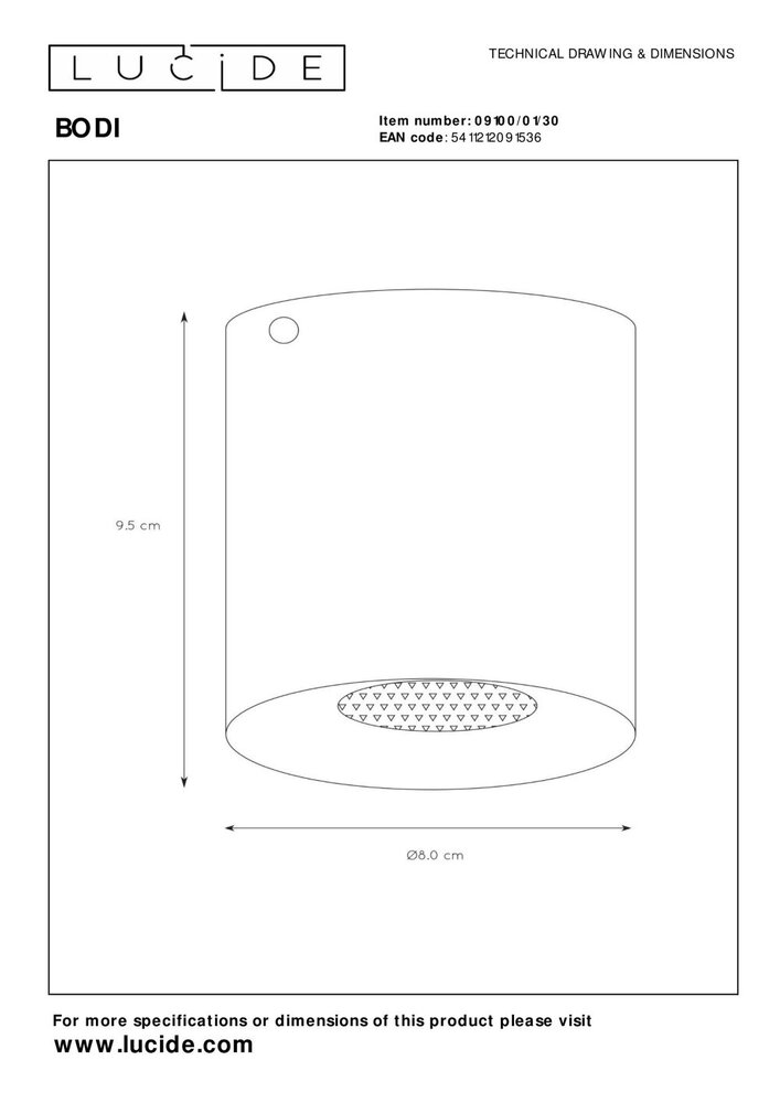 Lucide BODI - Deckenstrahler - Ø 8 cm - 1xGU10 - Schwarz Lucide BODI - Deckenstrahler - Ø 8 cm - 1xGU10 - Schwarz