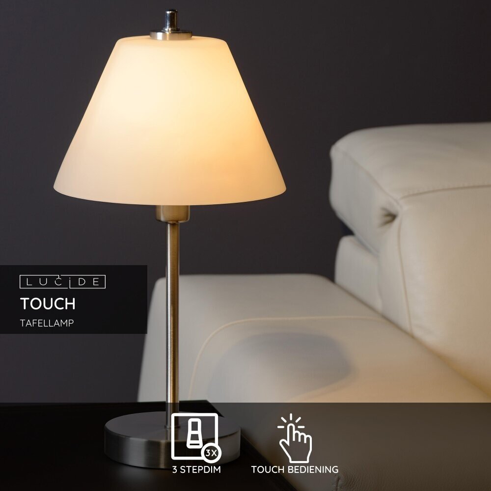 Lucide TOUCH - Tischleuchte - Ø 22 cm - 1xE14 - Mattchrom Lucide TOUCH - Tischleuchte - Ø 22 cm - 1xE14 - Mattchrom