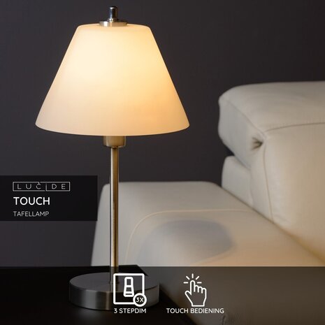 Lucide TOUCH - Tischleuchte - Ø 22 cm - 1xE14 - Mattchrom Lucide TOUCH - Tischleuchte - Ø 22 cm - 1xE14 - Mattchrom
