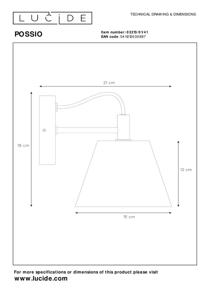 Lucide POSSIO - Wandleuchte - 1xE14 - Grau
