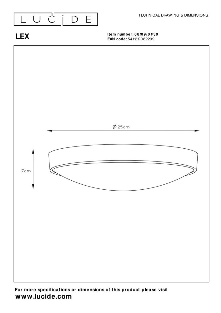 Lucide LEX - Deckenleuchte - Ø 25 cm - 1xE27 - Schwarz Lucide LEX - Deckenleuchte - Ø 25 cm - 1xE27 - Schwarz