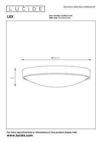 Lucide LEX - Deckenleuchte - Ø 25 cm - 1xE27 - Schwarz Lucide LEX - Deckenleuchte - Ø 25 cm - 1xE27 - Schwarz