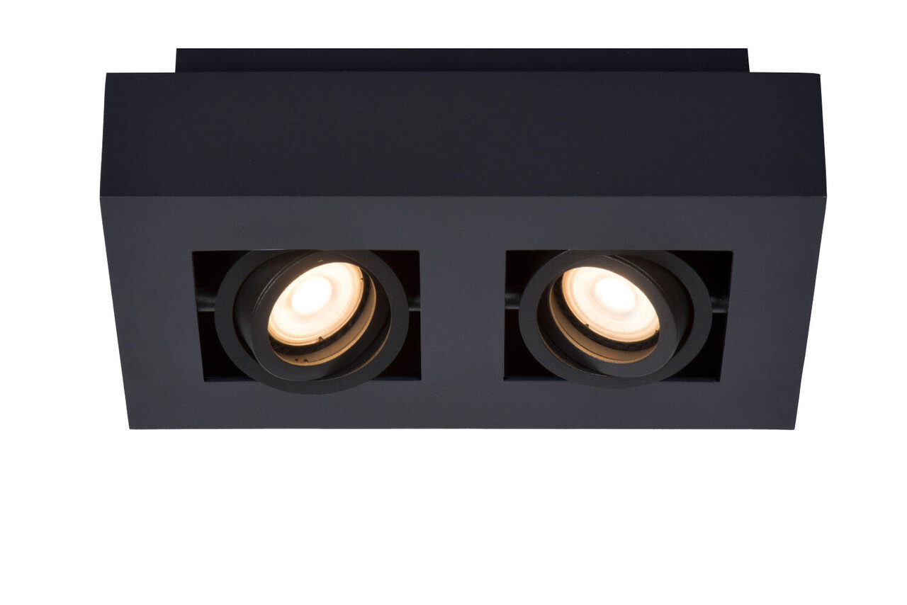 Lucide XIRAX - Deckenstrahler - LED Dim to warm - GU10 - 2x5W 2200K/3000K - Schwarz Lucide XIRAX - Deckenstrahler - LED Dim to warm - GU10 - 2x5W 2200K/3000K - Schwarz