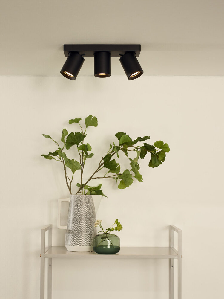 Lucide NIGEL - Deckenstrahler - LED Dim to warm - GU10 - 3x5W 2200K/3000K - Schwarz