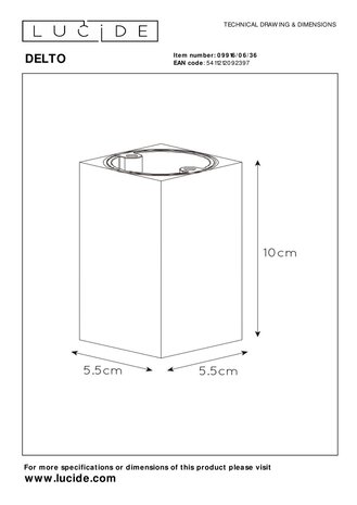 Lucide DELTO - Deckenstrahler - LED Dim to warm - GU10 - 1x5W 2200K/3000K - Grau