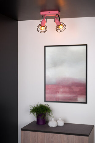 Lucide POLA - Deckenstrahler Kinderzimmer - 2xE27 - Rosa Lucide POLA - Deckenstrahler Kinderzimmer - 2xE27 - Rosa