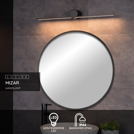Lucide MIZAR - Wandleuchte Badezimmer - LED - 1x6W 2700K - IP44 - Schwarz Lucide MIZAR - Wandleuchte Badezimmer - LED - 1x6W 2700K - IP44 - Schwarz