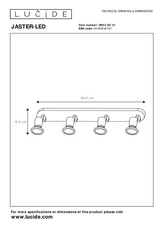 Lucide JASTER-LED - Deckenstrahler - LED - GU10 - 4x5W 2700K - Weiß Lucide JASTER-LED - Deckenstrahler - LED - GU10 - 4x5W 2700K - Weiß