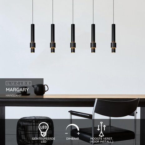 Lucide MARGARY - Hängeleuchte - LED Dimb. - 5x4,2W 2700K - Schwarz Lucide MARGARY - Hängeleuchte - LED Dimb. - 5x4,2W 2700K - Schwarz
