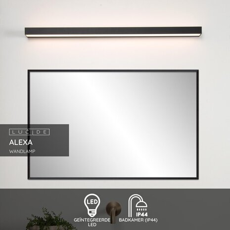 Lucide ALEXA - Wandleuchte Bad - LED - 1x13W 3000K - IP44 - Schwarz Lucide ALEXA - Wandleuchte Bad - LED - 1x13W 3000K - IP44 - Schwarz