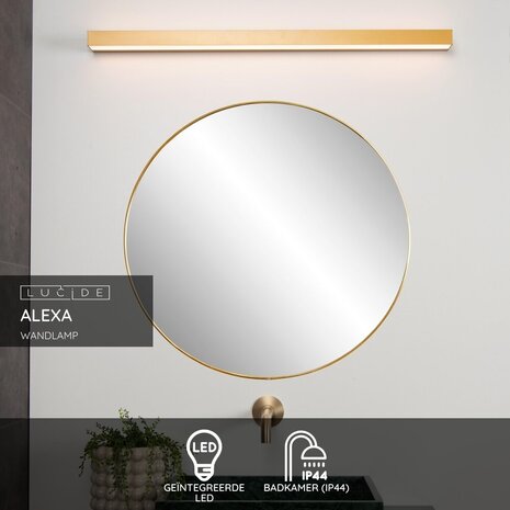 Lucide ALEXA - Wandleuchte Badezimmer - LED - 1x13W 3000K - IP44 - Mattes Gold / Messing Lucide ALEXA - Wandleuchte Badezimmer - LED - 1x13W 3000K - IP44 - Mattes Gold / Messing