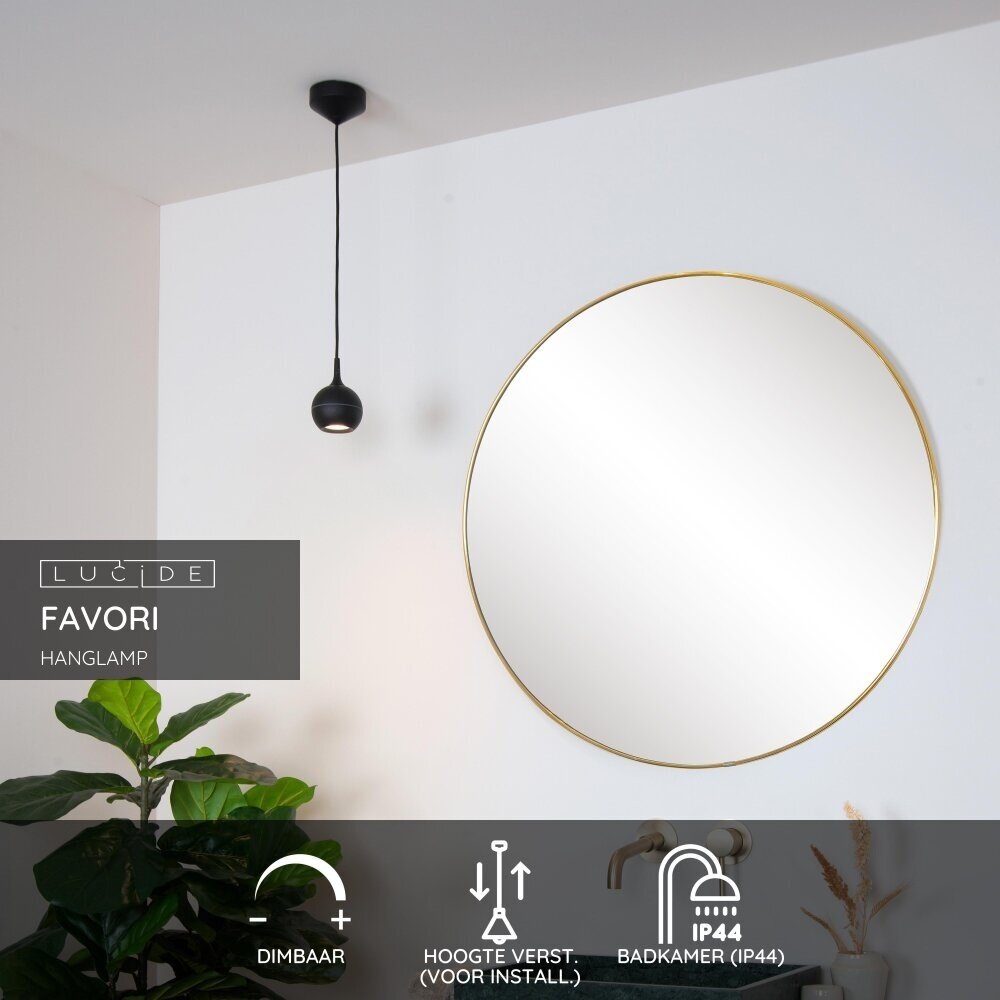 Lucide FAVORI - Hängeleuchte Badezimmer - 1xGU10 - IP44 - Schwarz