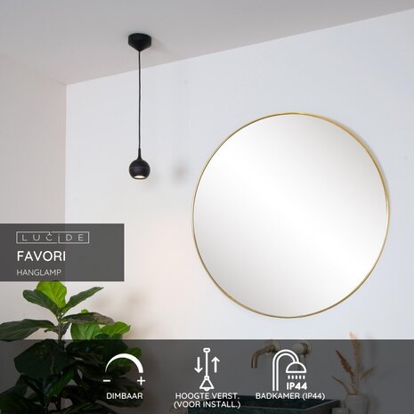 Lucide FAVORI - Hängeleuchte Badezimmer - 1xGU10 - IP44 - Schwarz