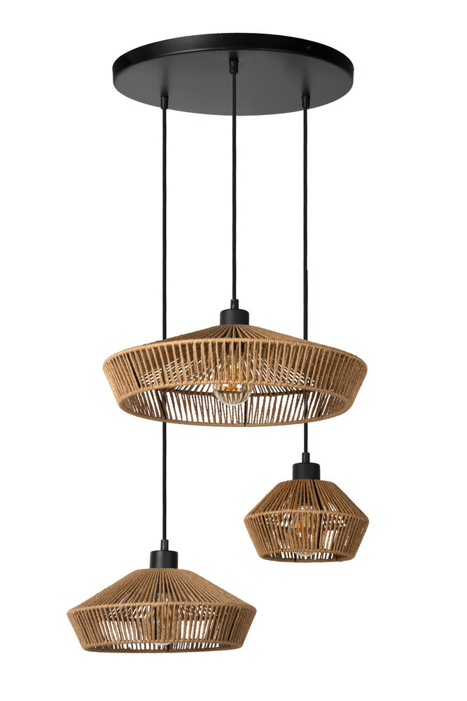Lucide YUNKAI - Hängeleuchte - Ø 60 cm - 3xE27 - Natur Lucide YUNKAI - Hängeleuchte - Ø 60 cm - 3xE27 - Natur