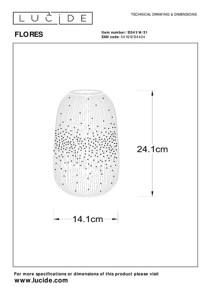 Lucide FLORES - Tischleuchte - Ø 14,1 cm - 1xE14 - Weiß Lucide FLORES - Tischleuchte - Ø 14,1 cm - 1xE14 - Weiß