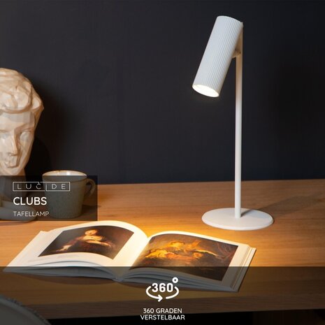 Lucide CLUBS - Schreibtischlampe - 1xGU10 - Weiß Lucide CLUBS - Schreibtischlampe - 1xGU10 - Weiß