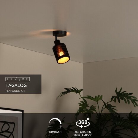 Lucide TAGALOG - Deckenstrahler - Ø 10 cm - 1xE27 - Schwarz Lucide TAGALOG - Deckenstrahler - Ø 10 cm - 1xE27 - Schwarz