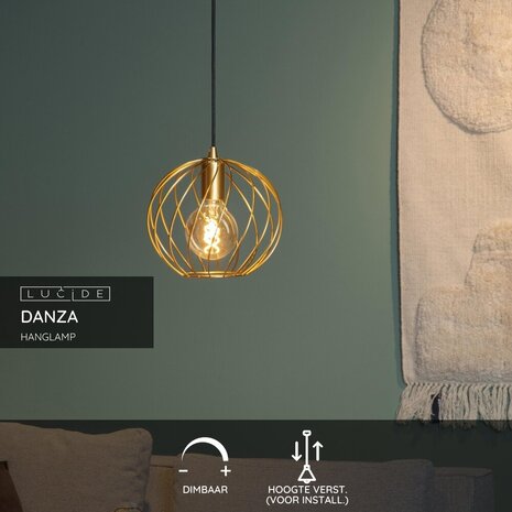 Lucide DANZA - Pendelleuchte - Ø 25 cm - 1xE27 - Mattes Gold / Messing Lucide DANZA - Pendelleuchte - Ø 25 cm - 1xE27 - Mattes Gold / Messing
