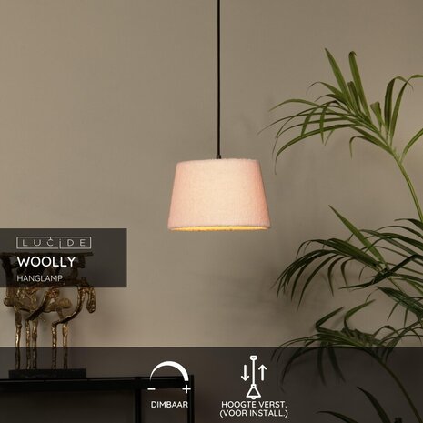 Lucide WOOLLY - Hängeleuchte - Ø 28 cm - 1xE27 - Rosa