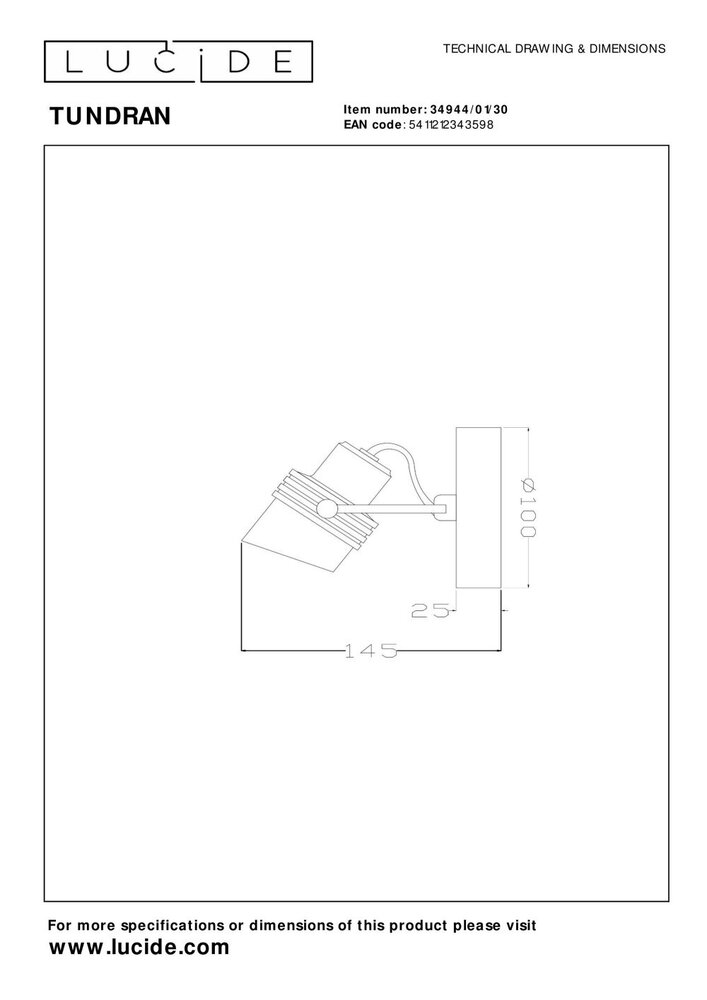 Lucide TUNDRAN - Deckenstrahler - 1xGU10 - Schwarz Lucide TUNDRAN - Deckenstrahler - 1xGU10 - Schwarz