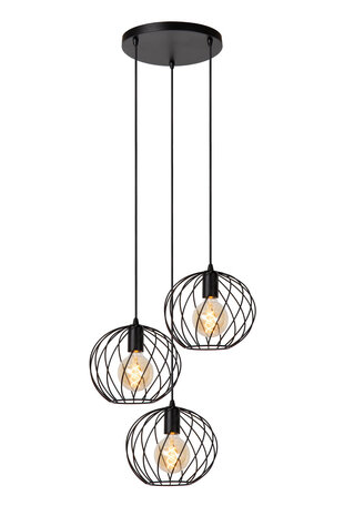Lucide DANZA - Hängeleuchte - Ø 50 cm - 3xE27 - Schwarz Lucide DANZA - Hängeleuchte - Ø 50 cm - 3xE27 - Schwarz