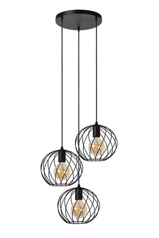 Lucide DANZA - Hängeleuchte - Ø 50 cm - 3xE27 - Schwarz Lucide DANZA - Hängeleuchte - Ø 50 cm - 3xE27 - Schwarz