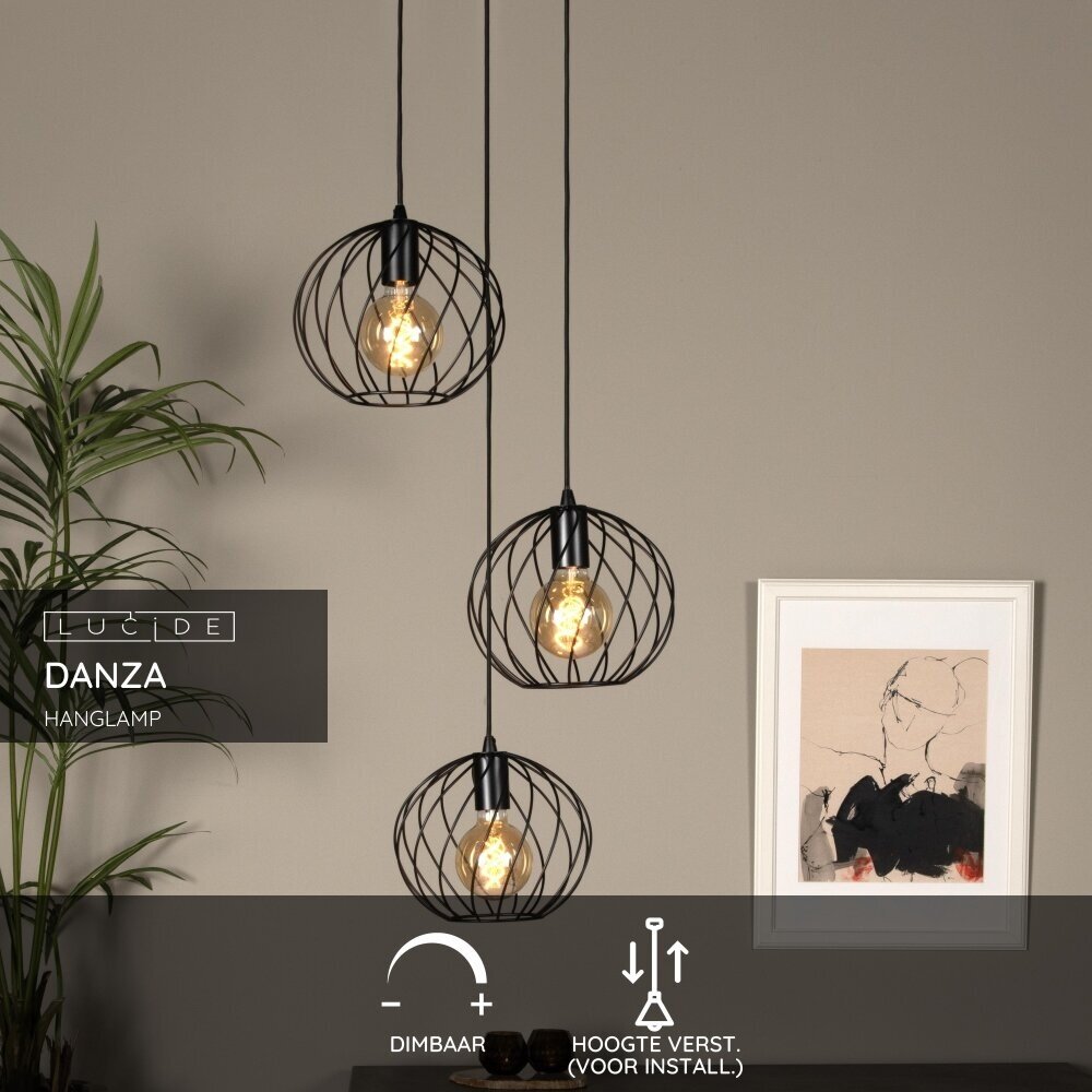 Lucide DANZA - Hängeleuchte - Ø 50 cm - 3xE27 - Schwarz Lucide DANZA - Hängeleuchte - Ø 50 cm - 3xE27 - Schwarz