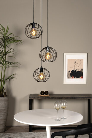 Lucide DANZA - Hängeleuchte - Ø 50 cm - 3xE27 - Schwarz Lucide DANZA - Hängeleuchte - Ø 50 cm - 3xE27 - Schwarz