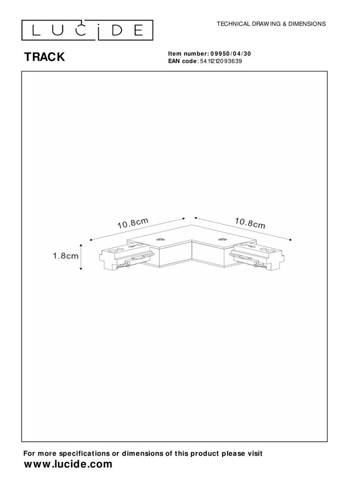 Lucide TRACK L-Gelenk - 1-Phasen-Schienensystem / Schienenbeleuchtung - Rechts - Schwarz (Verlängerung) Lucide TRACK L-Gelenk - 1-Phasen-Schienensystem / Schienenbeleuchtung - Rechts - Schwarz (Verlängerung)
