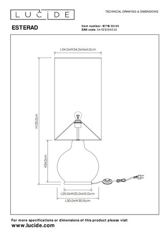 Lucide ESTERAD - Stehleuchte - Ø 34 cm - 1xE27 - Ockergelb Lucide ESTERAD - Stehleuchte - Ø 34 cm - 1xE27 - Ockergelb