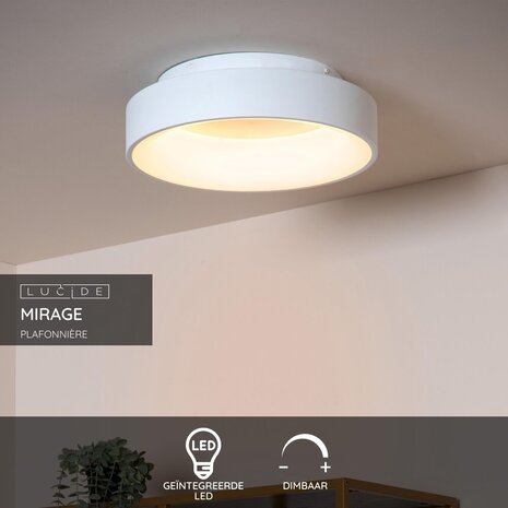 Lucide MIRAGE - Deckenleuchte - Ø 38 cm - LED Dimb. - 1x22W 2700K - Weiß Lucide MIRAGE - Deckenleuchte - Ø 38 cm - LED Dimb. - 1x22W 2700K - Weiß