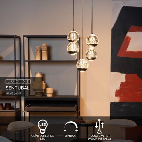 Lucide SENTUBAL - Hängeleuchte - Ø 35 cm - LED Dimb. - 5x5,2W 2700K - Schwarz Lucide SENTUBAL - Hängeleuchte - Ø 35 cm - LED Dimb. - 5x5,2W 2700K - Schwarz