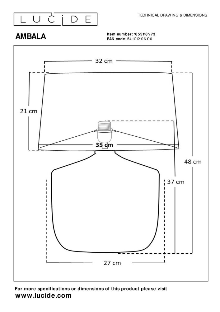 Lucide Premium AMBALA - Tischleuchte - Ø 35 cm - 1xE27 - Natur Lucide Premium AMBALA - Tischleuchte - Ø 35 cm - 1xE27 - Natur