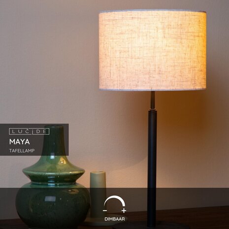 Lucide MAYA - Tischleuchte - Ø 26 cm - 1xE27 - Beige Lucide MAYA - Tischleuchte - Ø 26 cm - 1xE27 - Beige