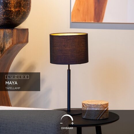 Lucide MAYA - Tischleuchte - Ø 26 cm - 1xE27 - Schwarz Lucide MAYA - Tischleuchte - Ø 26 cm - 1xE27 - Schwarz
