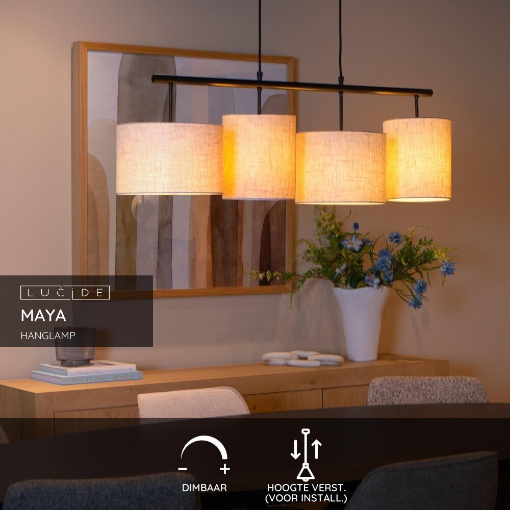 Lucide MAYA - Pendelleuchte - 4xE27 - Beige Lucide MAYA - Pendelleuchte - 4xE27 - Beige