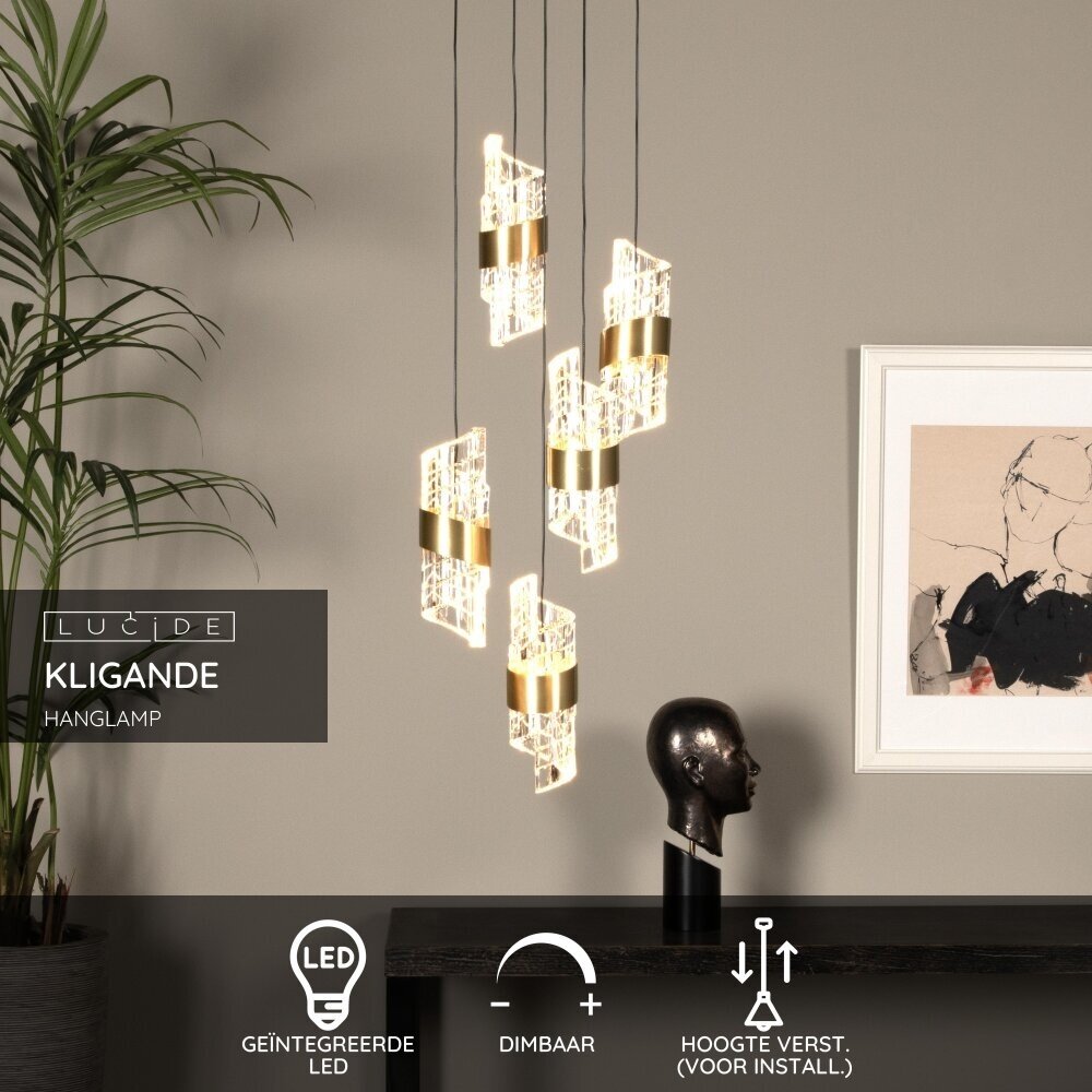 Lucide KLIGANDE - Hängeleuchte - Ø 30 cm - LED Dimb. - 5x8W 2700K - Mattes Gold / Messing Lucide KLIGANDE - Hängeleuchte - Ø 30 cm - LED Dimb. - 5x8W 2700K - Mattes Gold / Messing